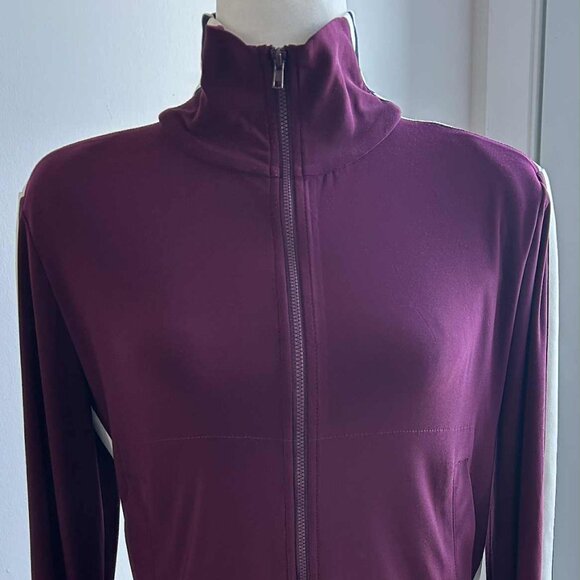 Norma Kamali Plum Stretch Iconic Track Jacket w/ Contrast Racing Stripes – US S - Picture 6 of 11